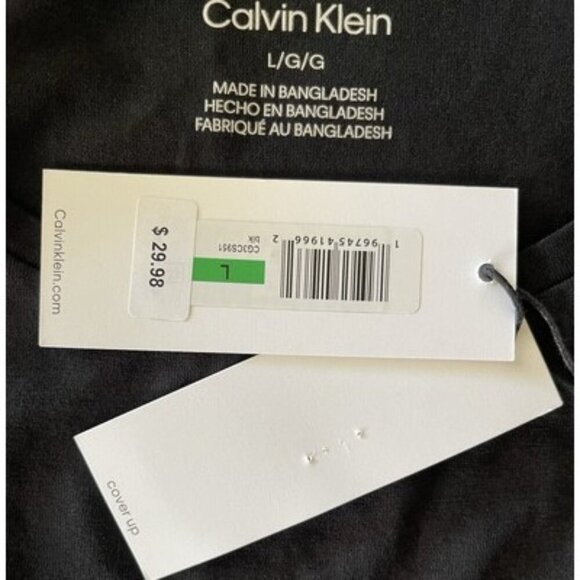 Calvin Klein Women's Logo Black T-Shirt Dress Swim Cover-up Size L NWT - Picture 3 of 4